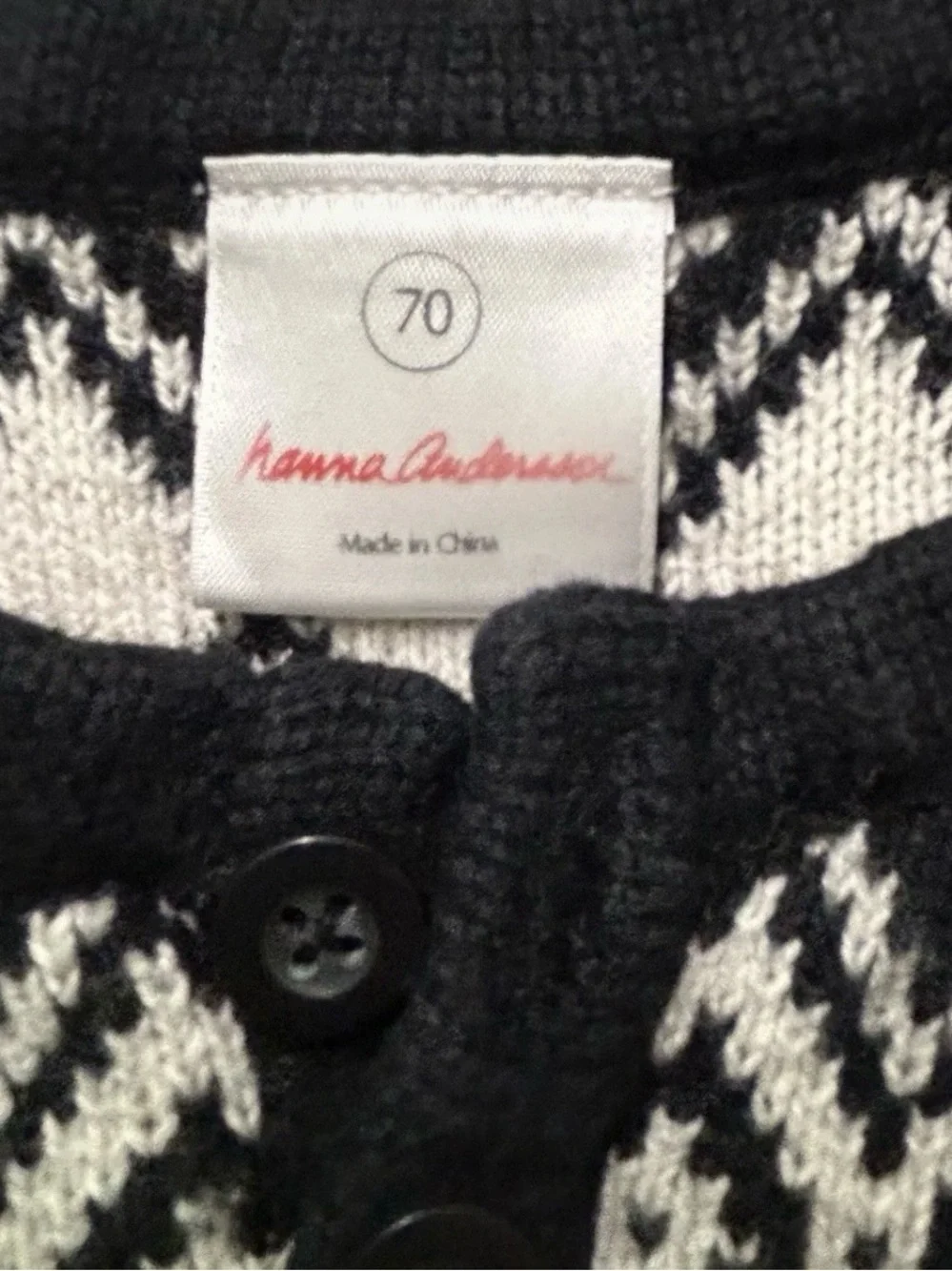 Baby Hanna Andersson Black White Knit Romper Winter Size 70 6-12 Months Coverall